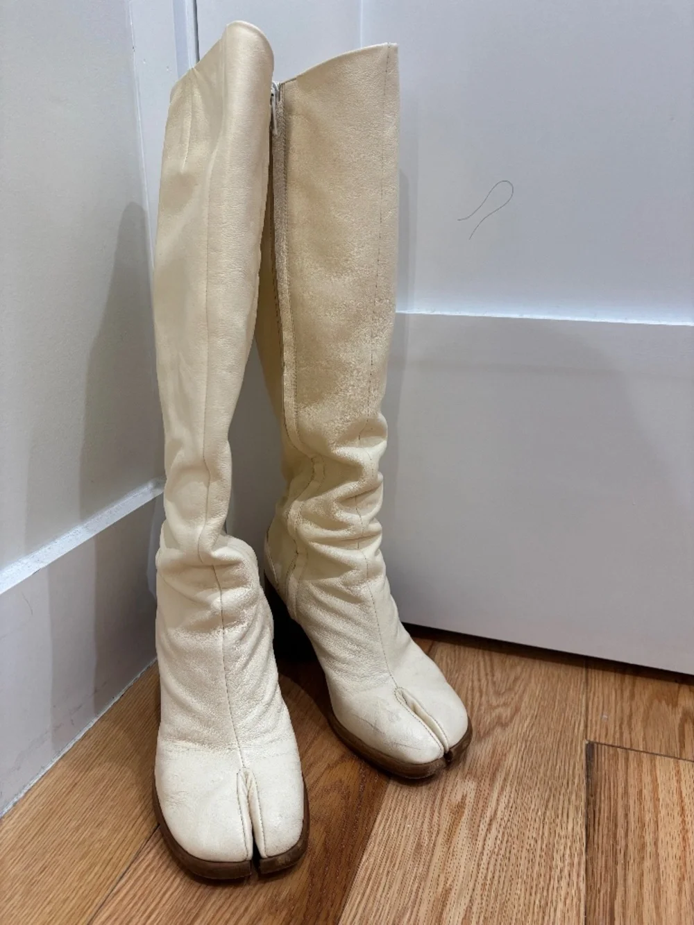 Maison Margiela White Knee-Length Tabi Boots